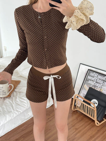 Viera Polka Cardigan BROWN