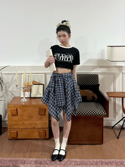 Kera Plaid Skirt (Blue)