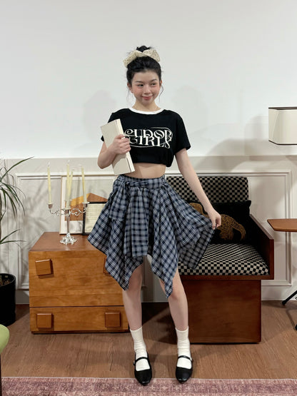 Kera Plaid Skirt (Blue)