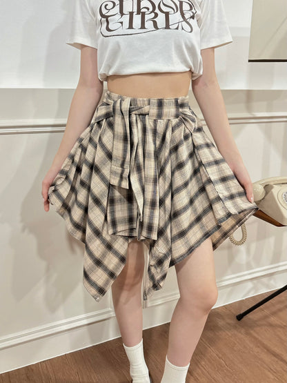 Kera Plaid Skirt (Beige)