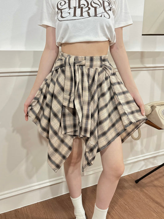 Kera Plaid Skirt (Beige)