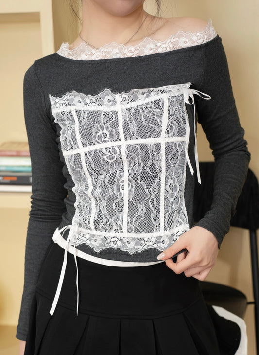 Lumiere Lace Top (Dark Grey)
