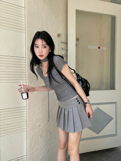 Preppy Mini Skirt GREY