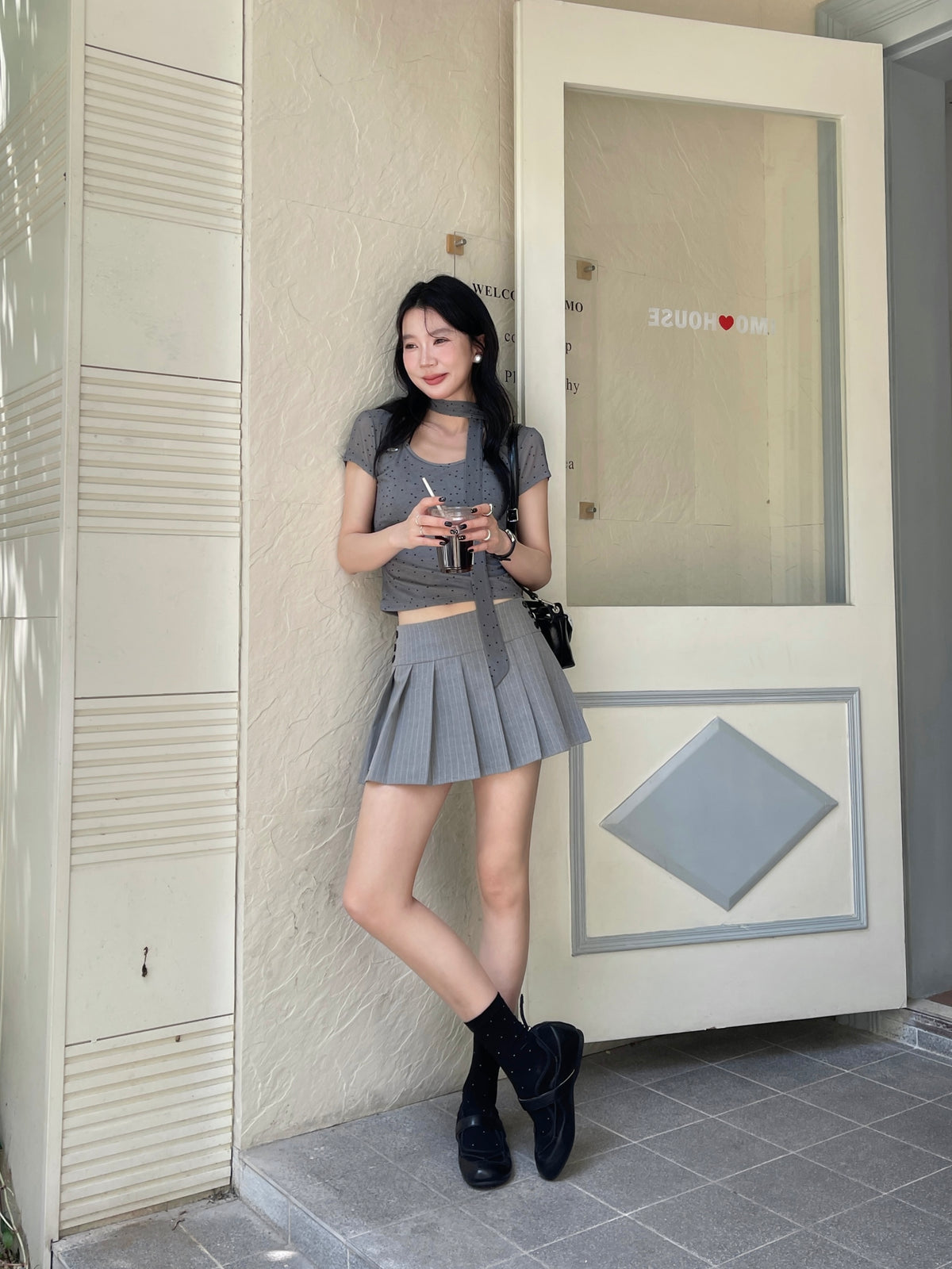 Preppy Mini Skirt GREY