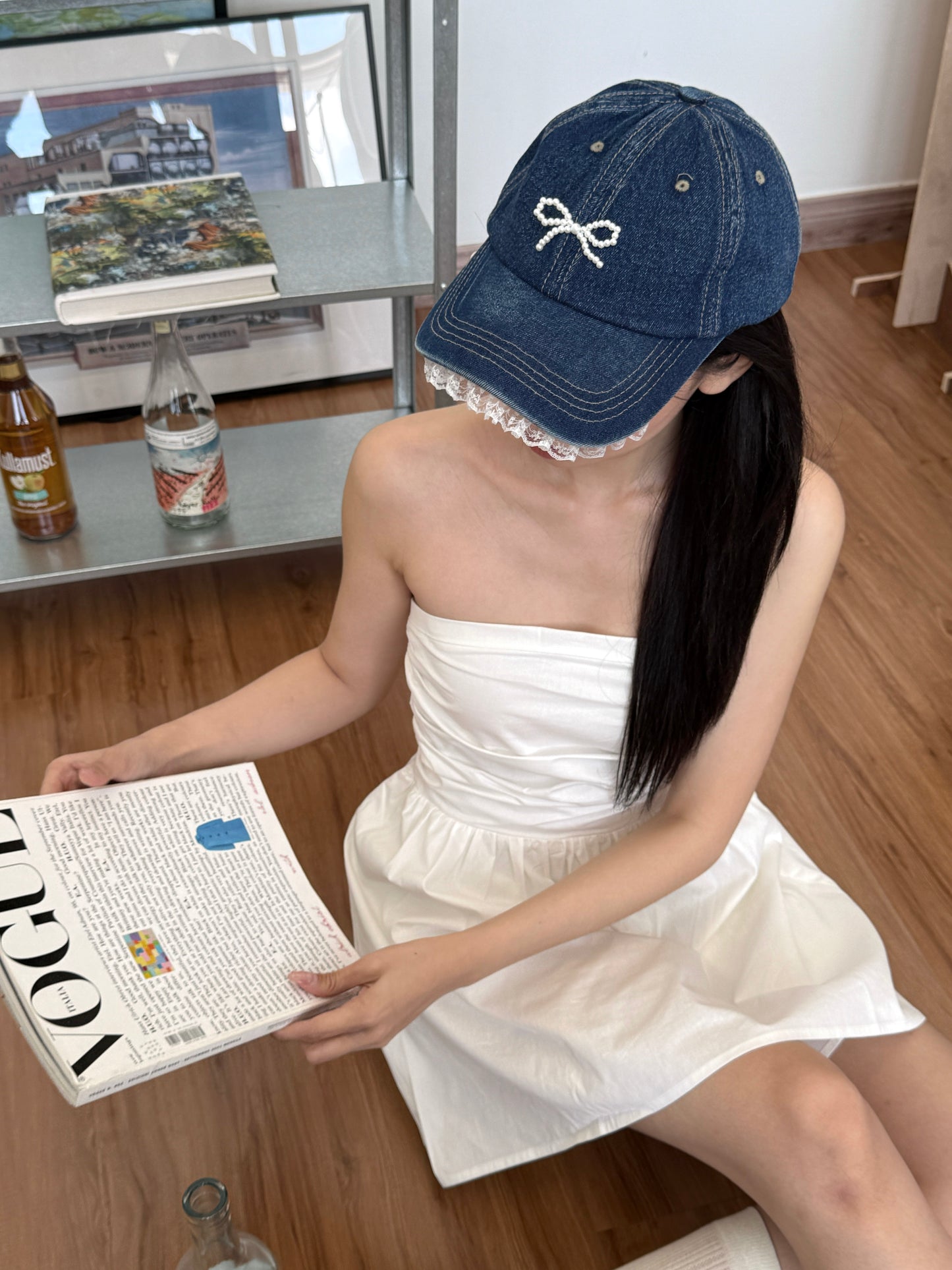 LaceBloom Jeans Cap