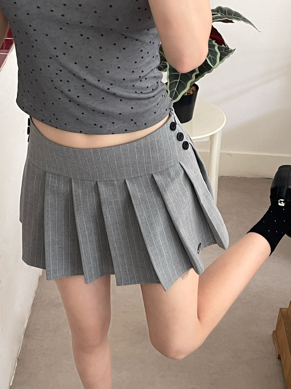 Preppy Mini Skirt GREY