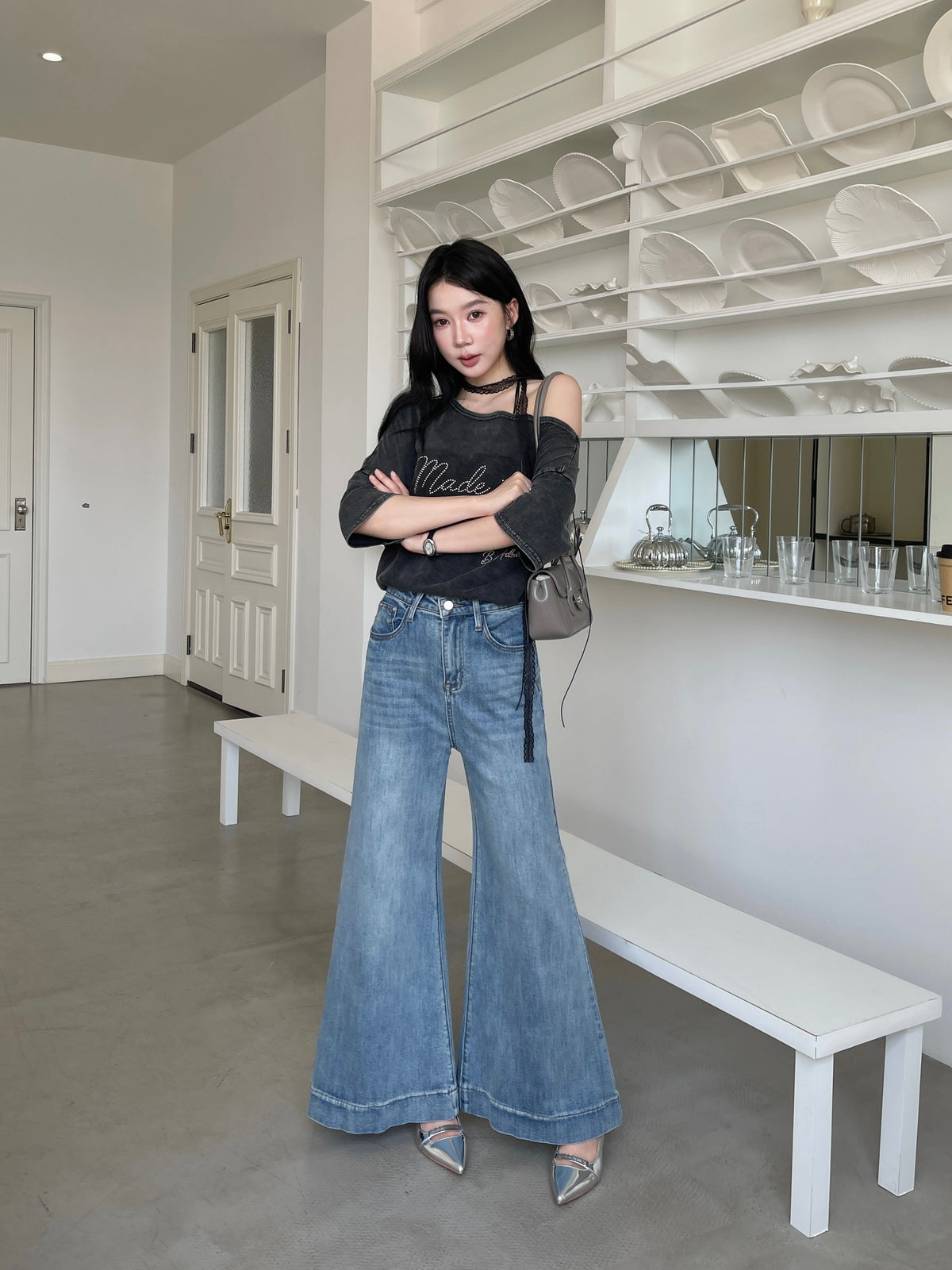 Lexi Retro Flared Jeans Light Blue