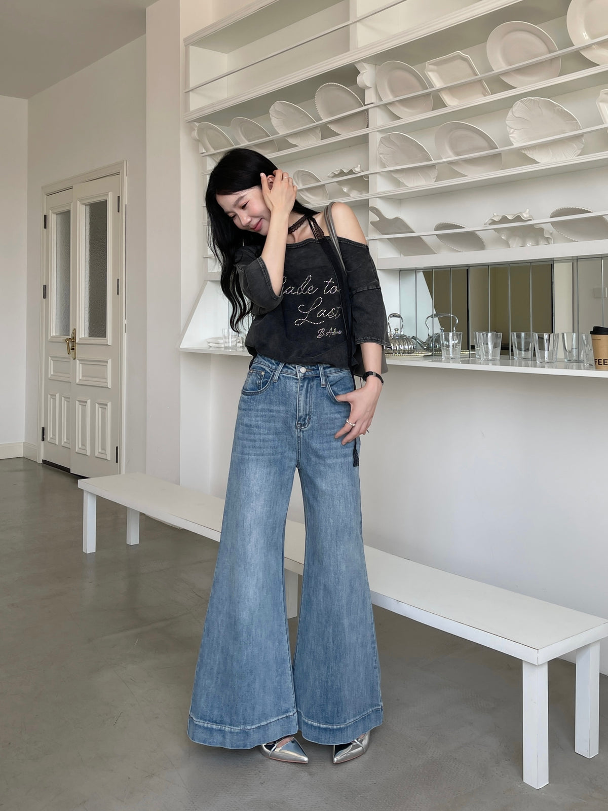 Lexi Retro Flared Jeans Light Blue