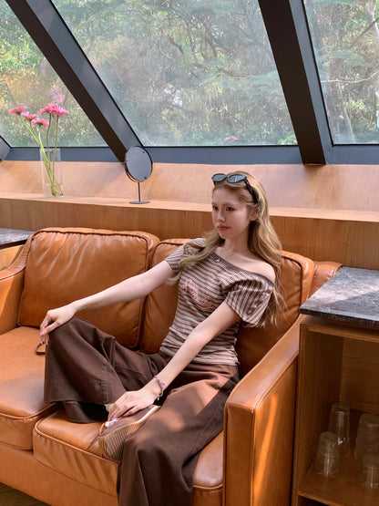 Softie Stripe Tee BROWN