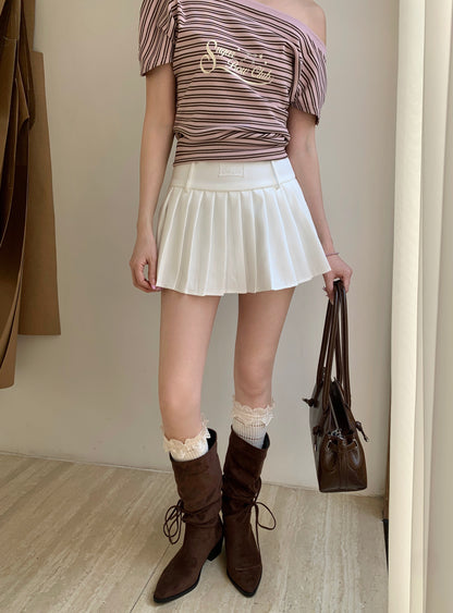 Volie Pleated Skirt WHITE